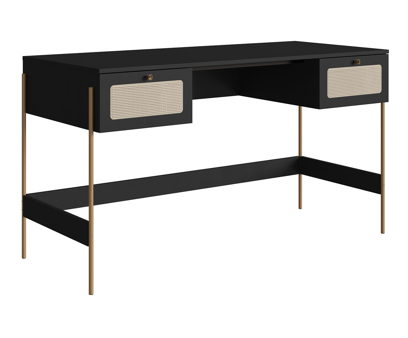 Jogo de Escrivaninha e Estante Tela Oslo Nero e Dourado - image 1