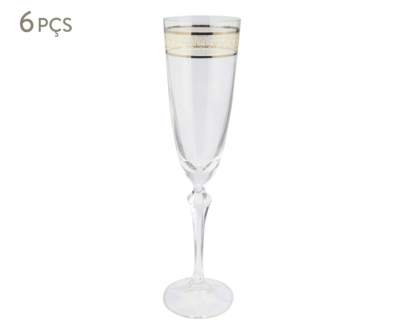 Jogo de Ta&ccedil;as para Champanhe em Cristal Brocade Platinum Dourado - image 0