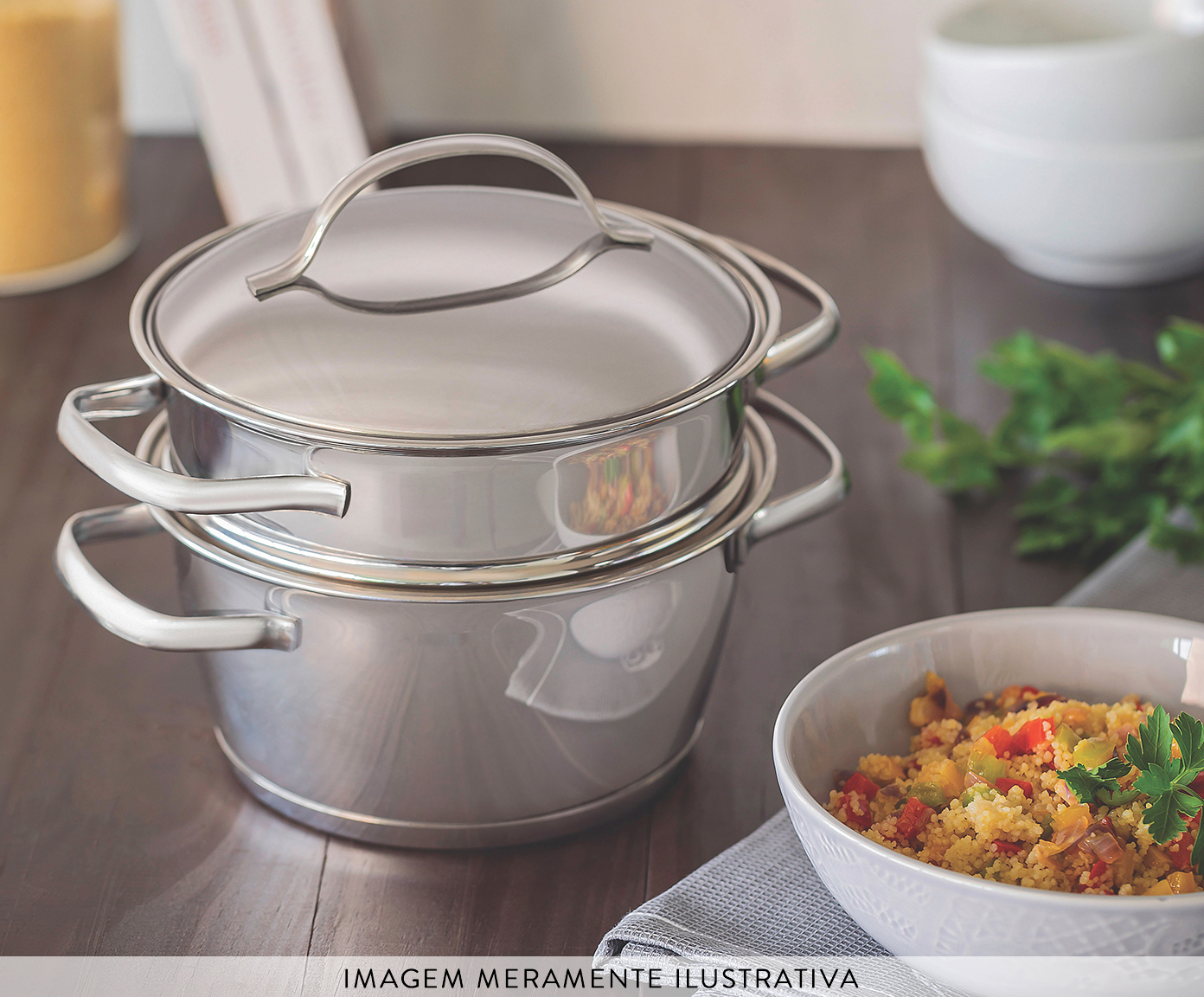 Cuscuzeira em Inox com Fundo Triplo Allegra - image 1