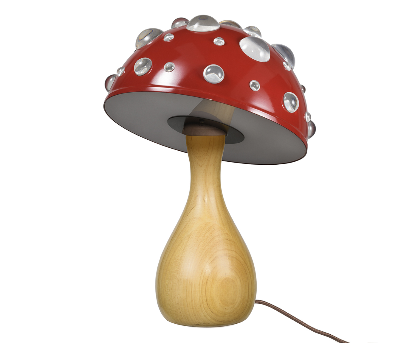 Lumin&aacute;ria Cogumelo Vermelho Liso Brilhante e Marfim image number 2