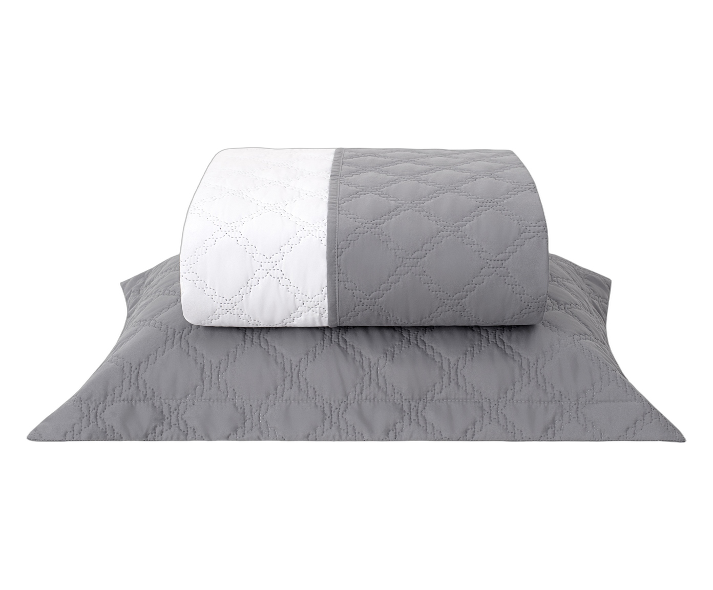Jogo de Cobre-Leito Nuance Dupla Face Gris Branco - image 0