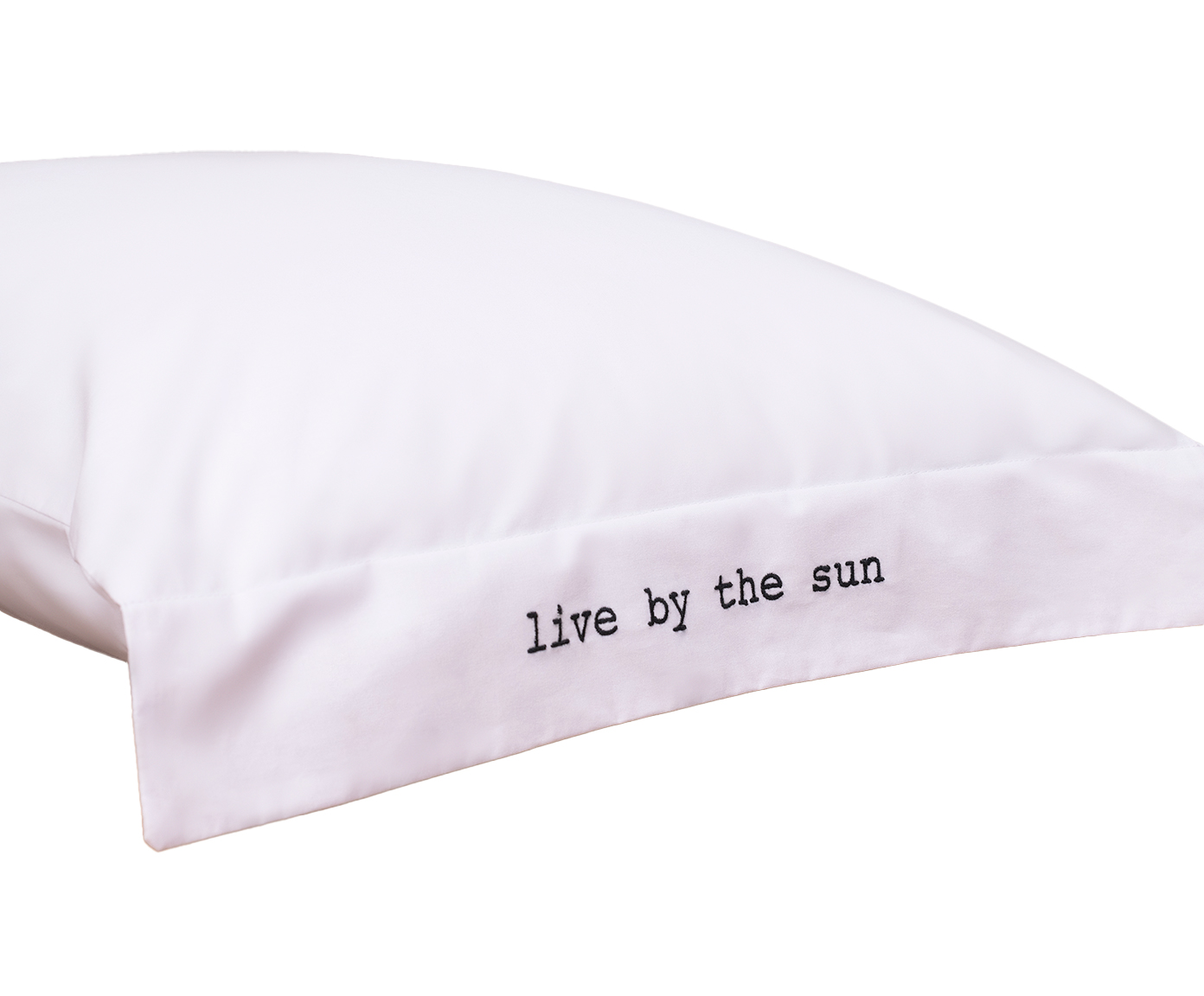 Fronha Bordada "Live By The Sun" Branca e Preta 200 Fios image number 3