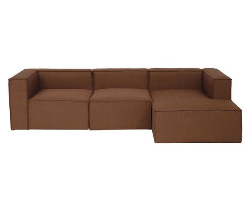 Sof&aacute; 3 M&oacute;dulos Chaise Direito Mensa Terracota - image 0