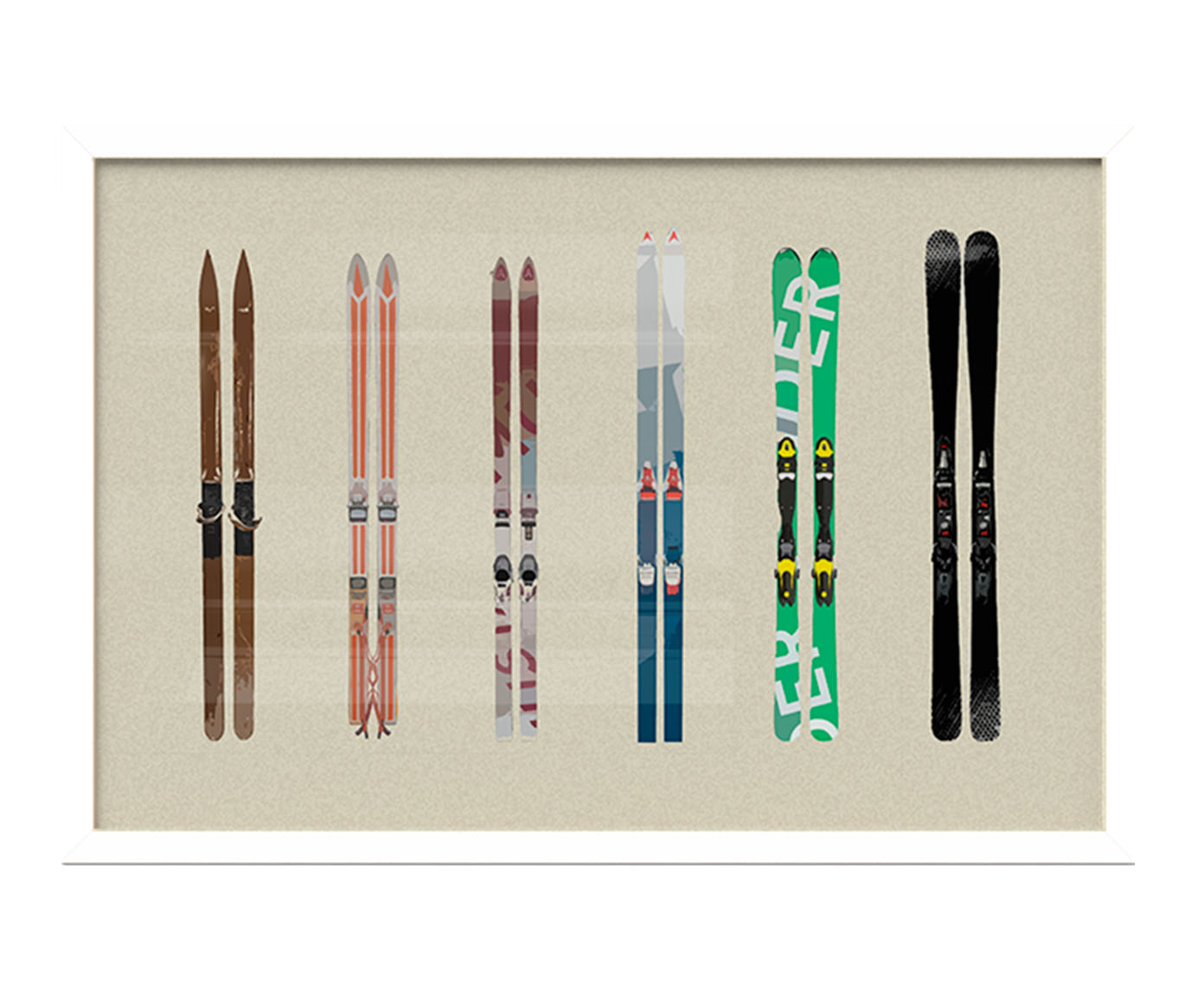 Quadro Skis com Moldura Branca - image 1