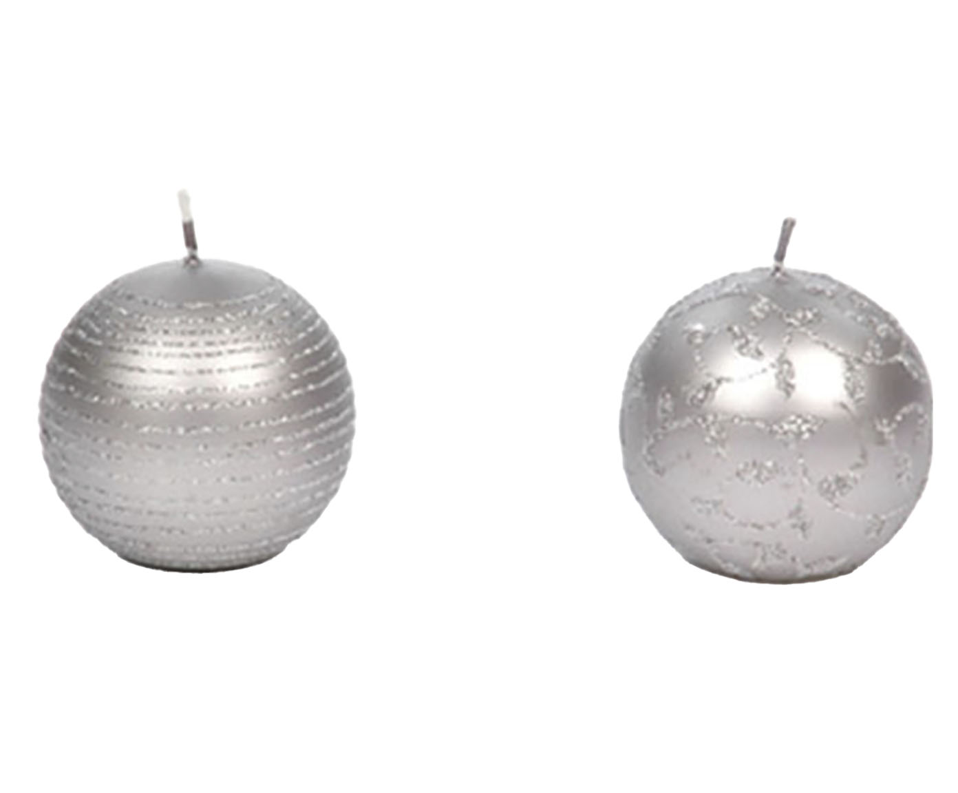 Vela Bola Prateada Com Glitter - image 0