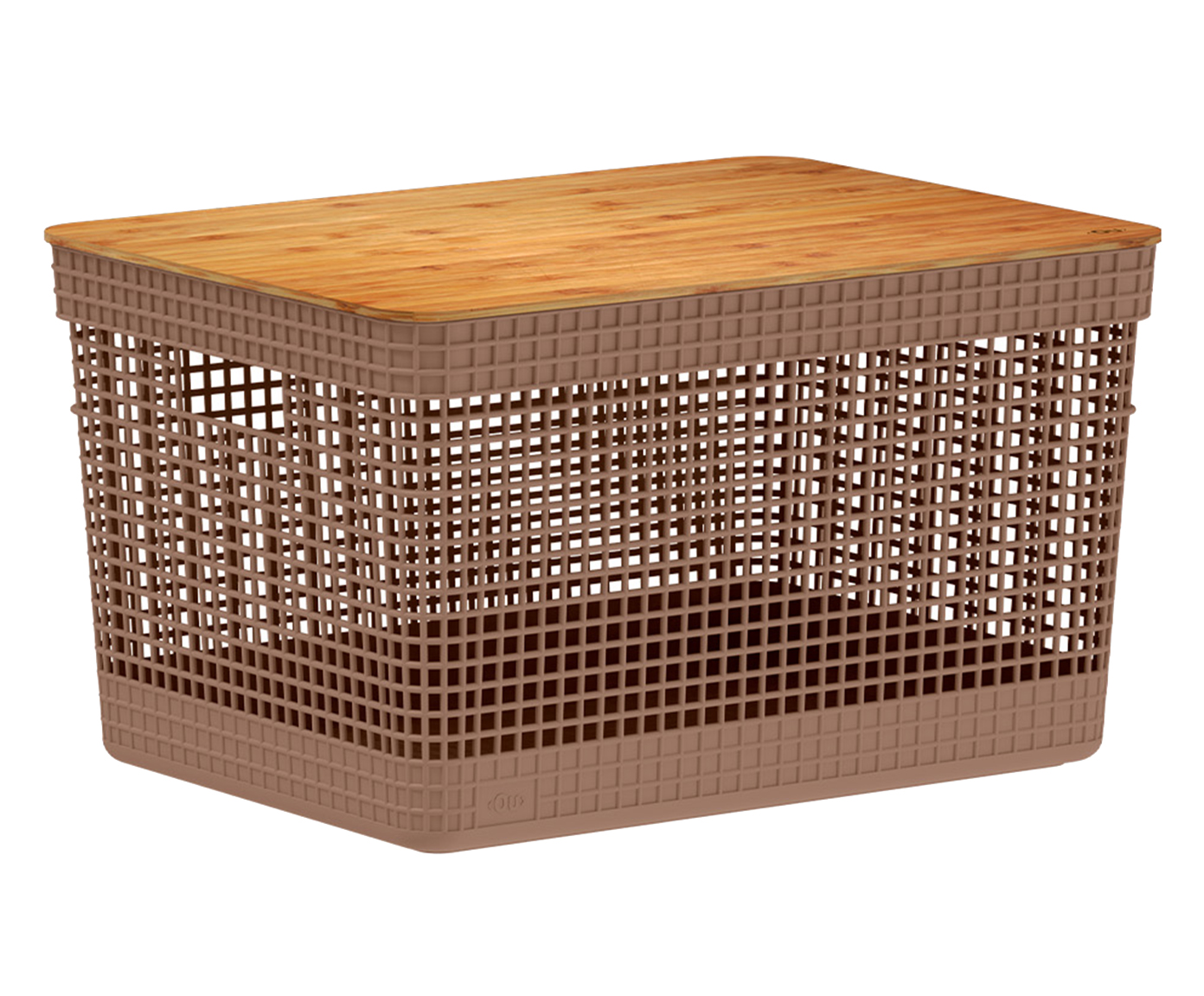 Cesto Grid com Tampa de Bambu Marrom - image 0