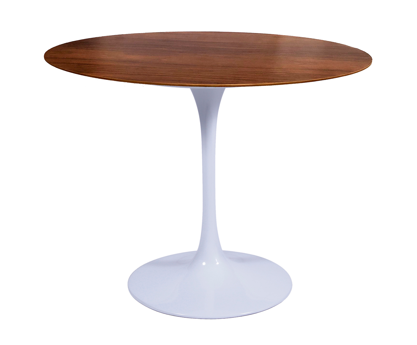 Mesa Saarinen Redonda Imbuia Base Branca image number 1