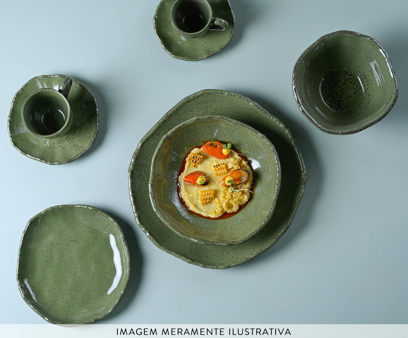 Jogo de Pratos para Sobremesa Org&acirc;nico Eco Stone Jade Verde image number 2