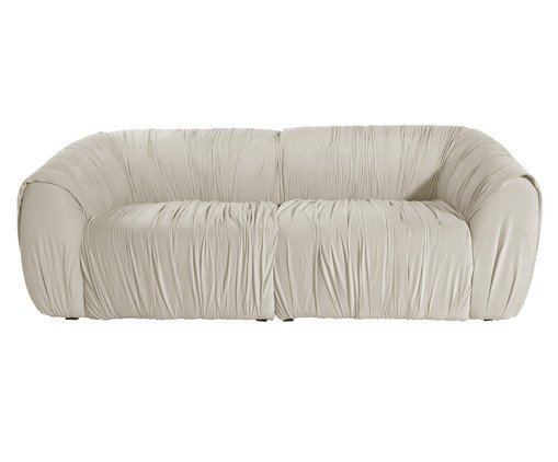 Sof&aacute; Drap&ecirc; em Veludo Creme - image 0