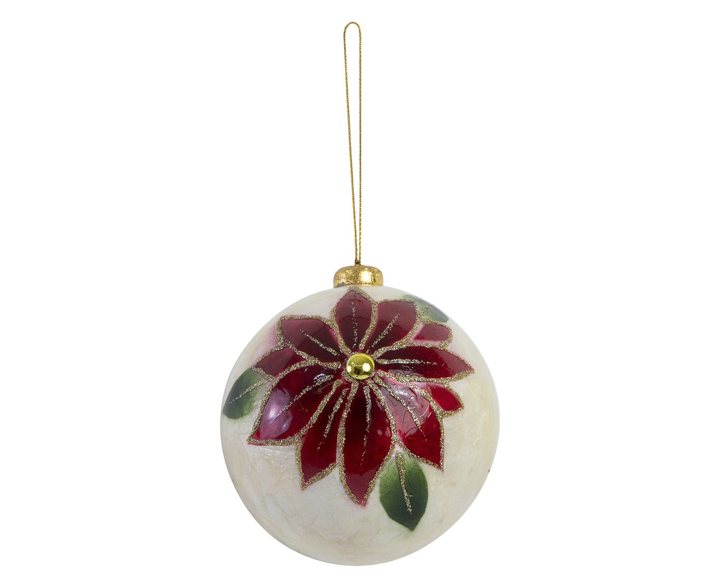 Enfeite para Pendurar Bola Natalina Capiz Flower - image 0