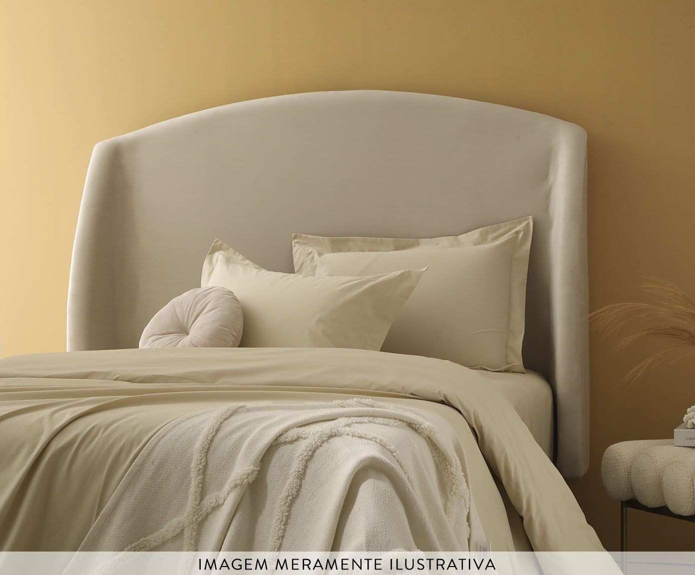 Cabeceira em Boucle Aveludado Smooth Amarelo Ocre image number 2