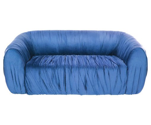 Sof&aacute; Drap&ecirc; em Veludo Azul - image 0