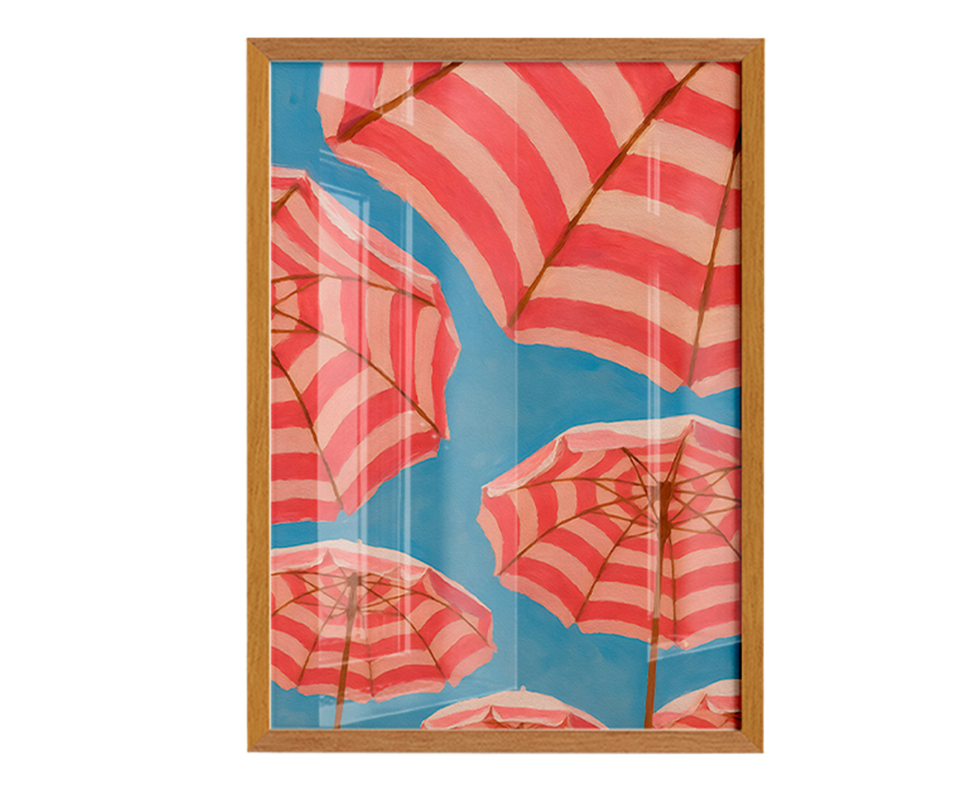 Quadro Rosa No Azul com Moldura Marrom - image 0