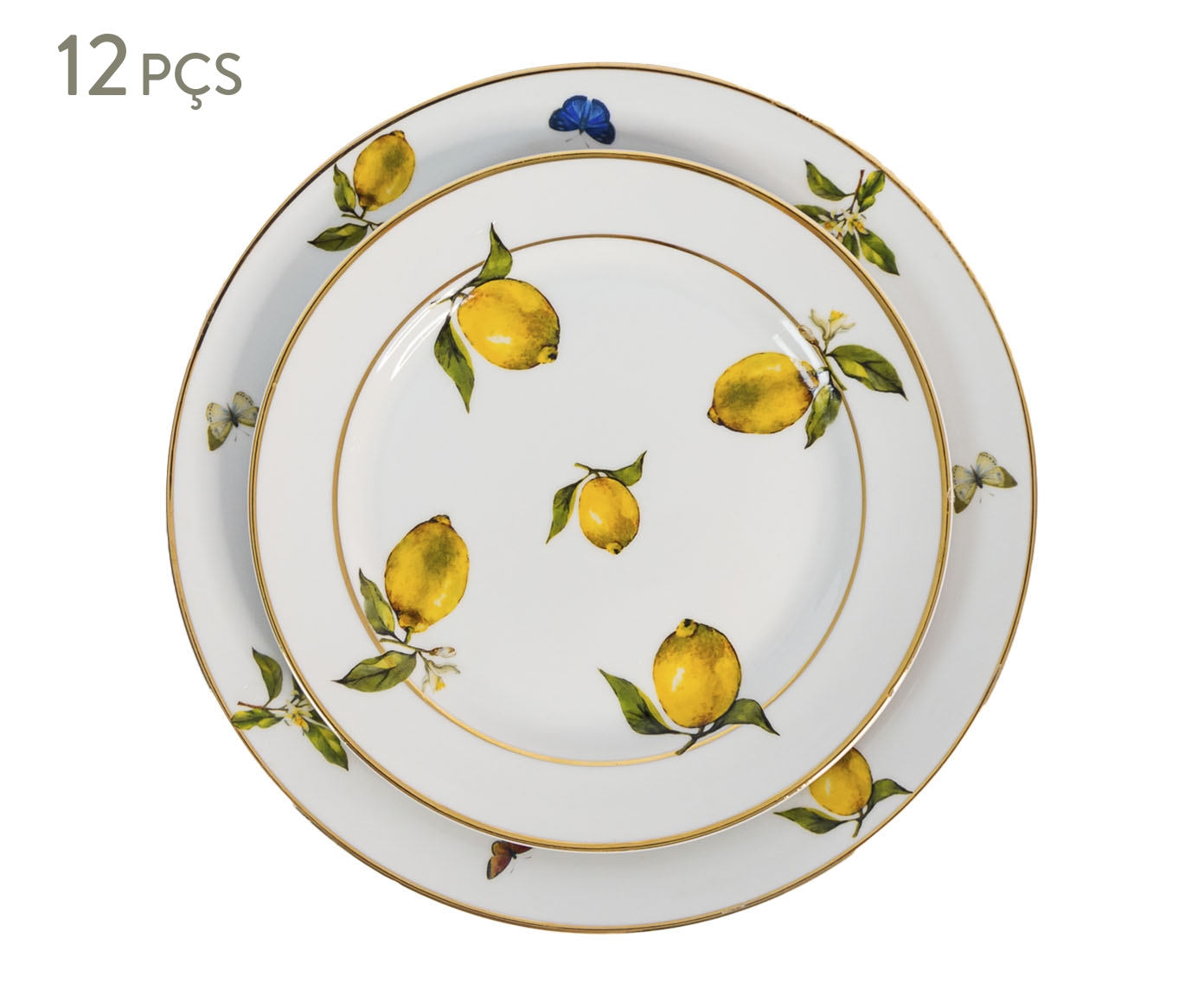 Jogo de Pratos em Porcelana com Filete Duplo em Ouro Sic&iacute;lia - image 0