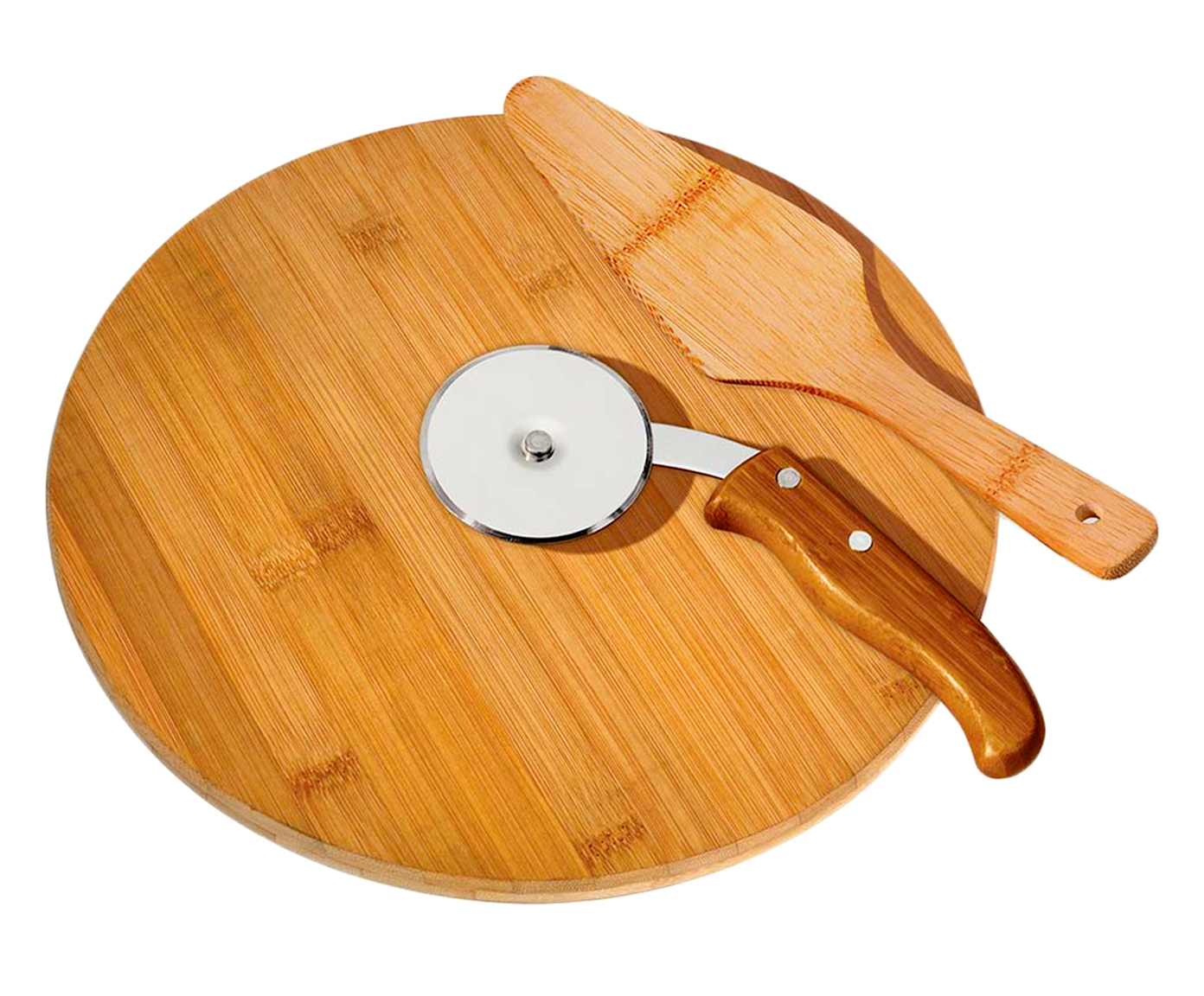Jogo para Servir Pizza em Inox E Bambu Napoli - image 0