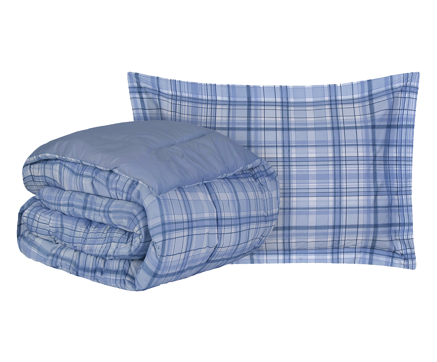 Jogo de Edredom Summer Comforter Xadrez London Azul - image 1
