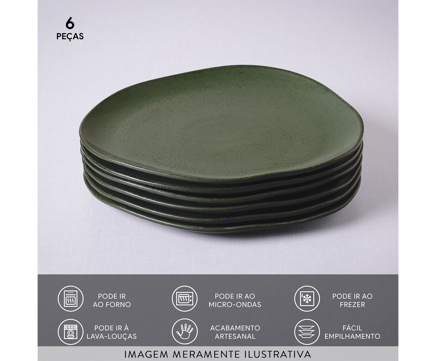 Jogo de Pratos Raso Org&acirc;nico Greenery Verde image number 3