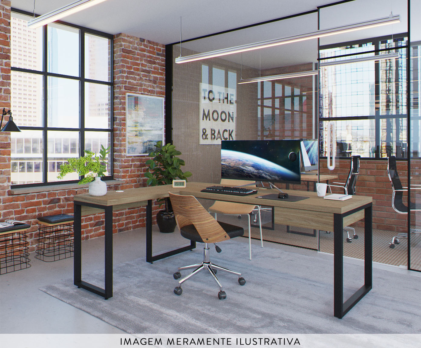 Mesa em L Yon Presidente com Gaveta Vermont Oak image number 6