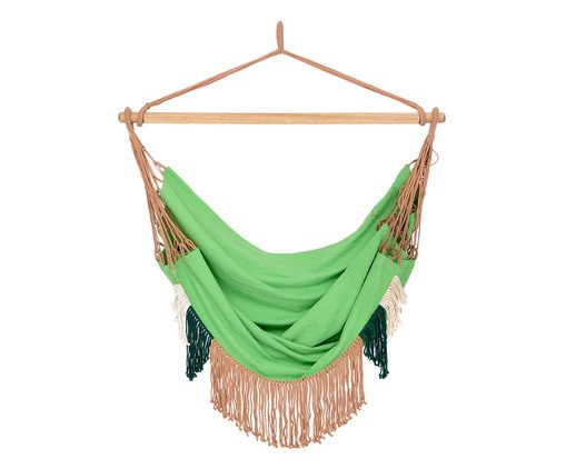 Poltrona Suspensa com Franjas Assim&eacute;tricas - Verde - image 0