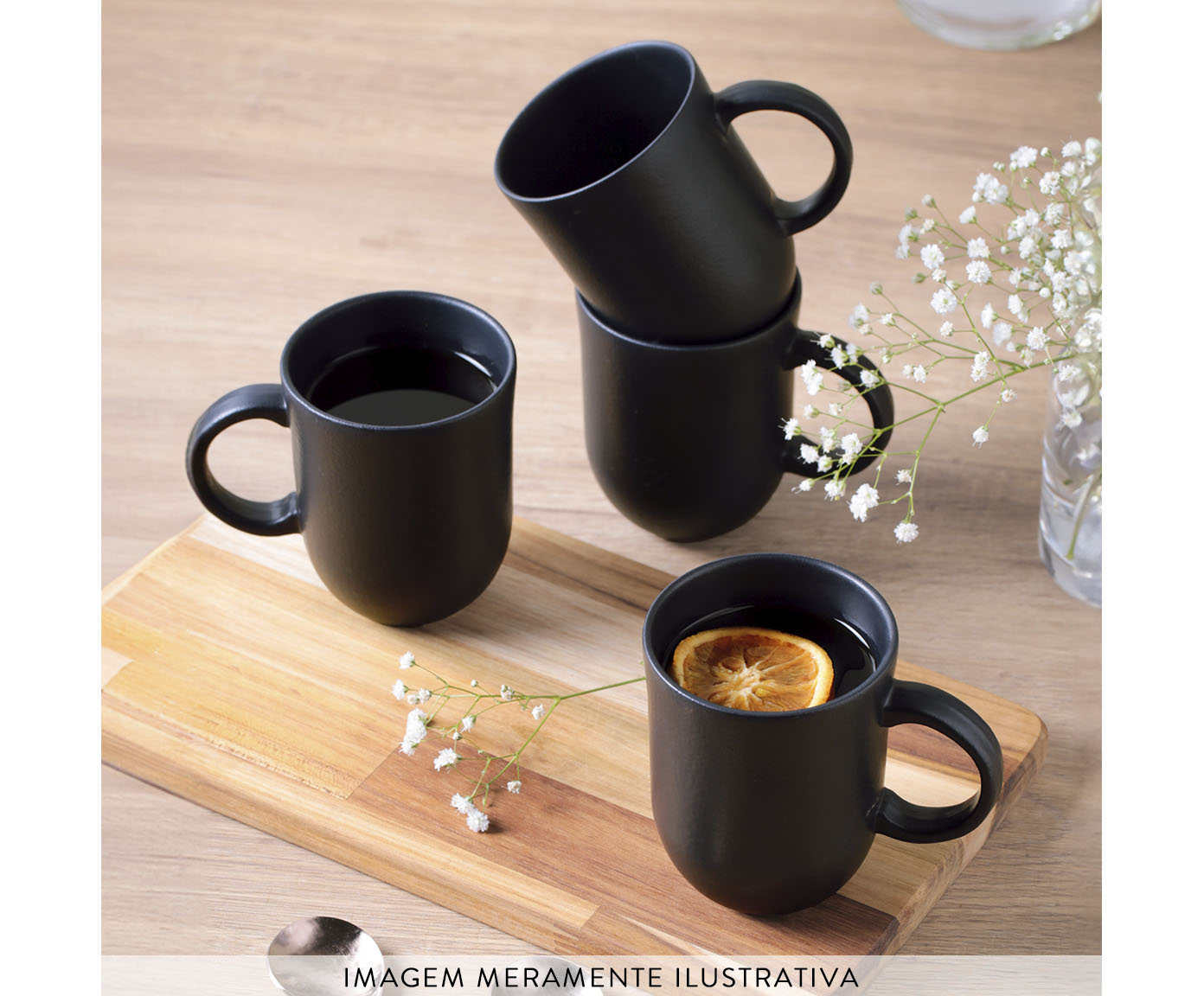 Jogo de Canecas Coup Stoneware Grande Matte Preto - image 1