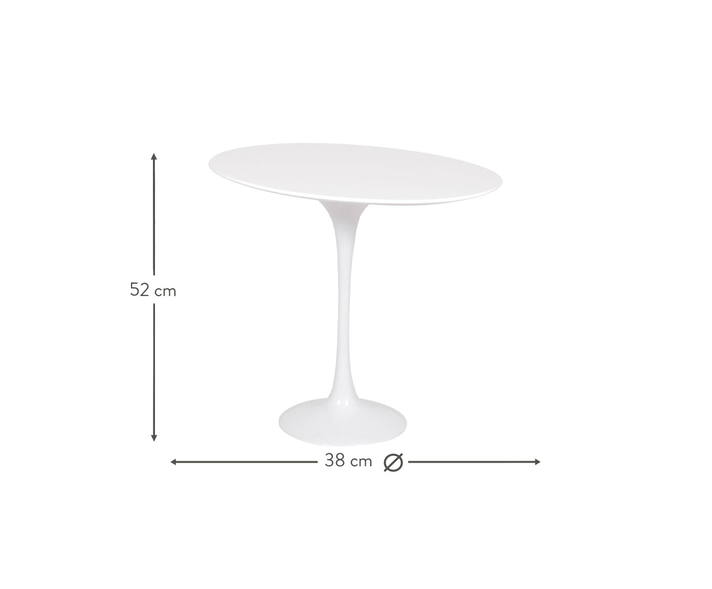 Mesa Saarinen Lateral Oval Quartzo com Base Branca image number 3