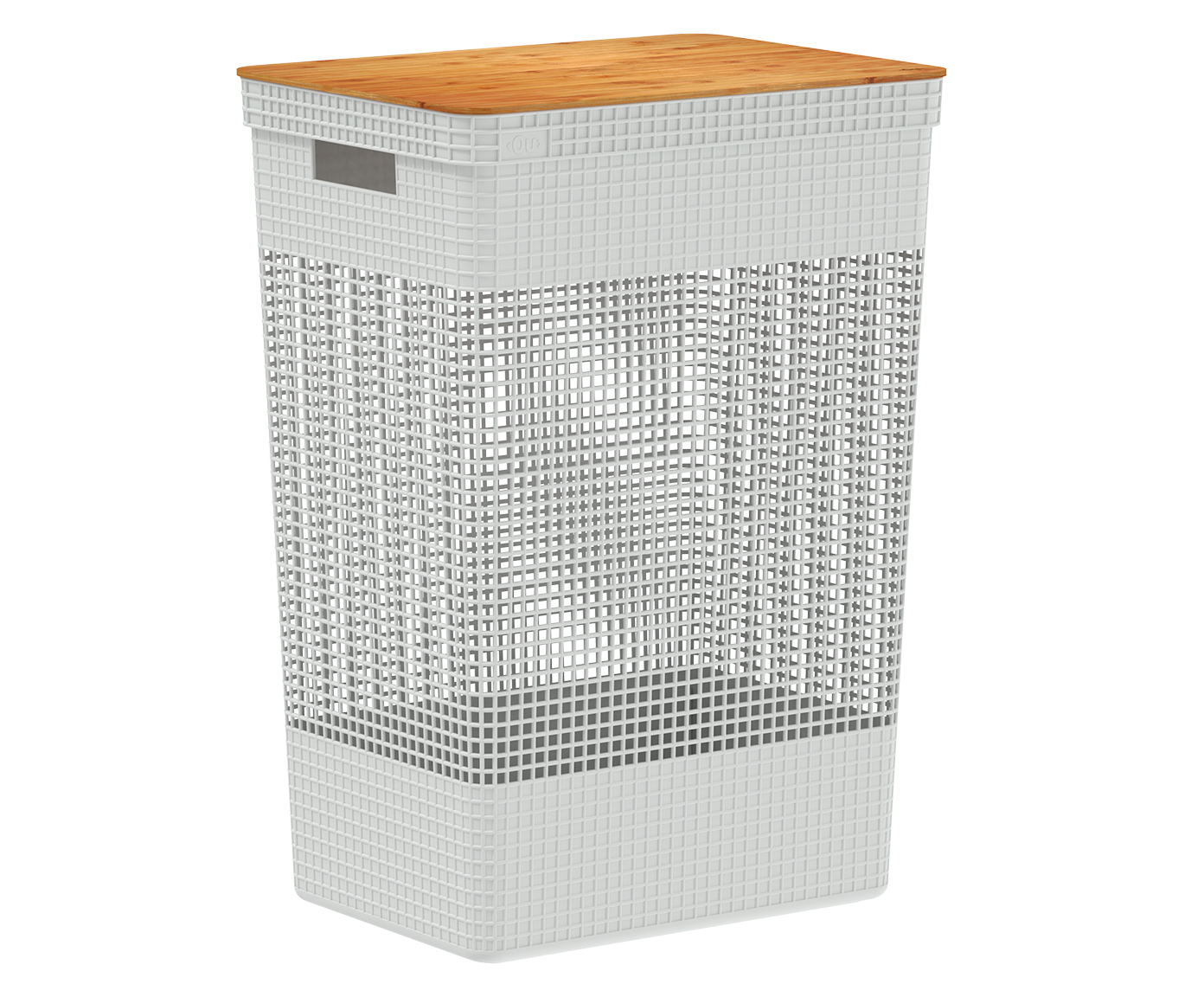Cesto de Roupas com Tampa em Bambu Grid Branco - image 1