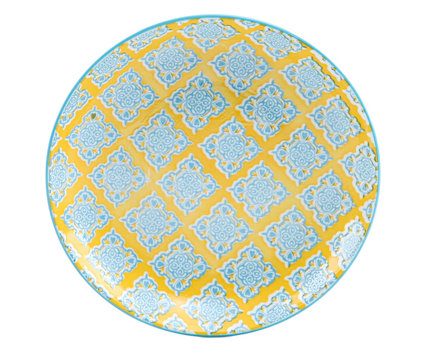 Prato para Sobremesa em Porcelana Bart - Amarelo e Azul - image 0