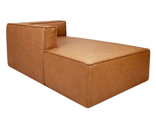 Sof&aacute; M&oacute;dulo Chaise Esquerdo Mensa em Couro Caramelo image number 3