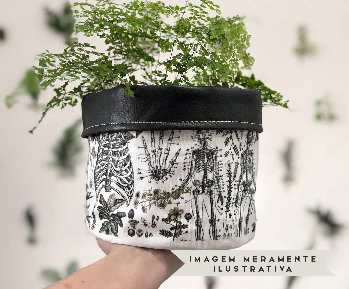 Cachepot em Couro Esqueleto image number 2
