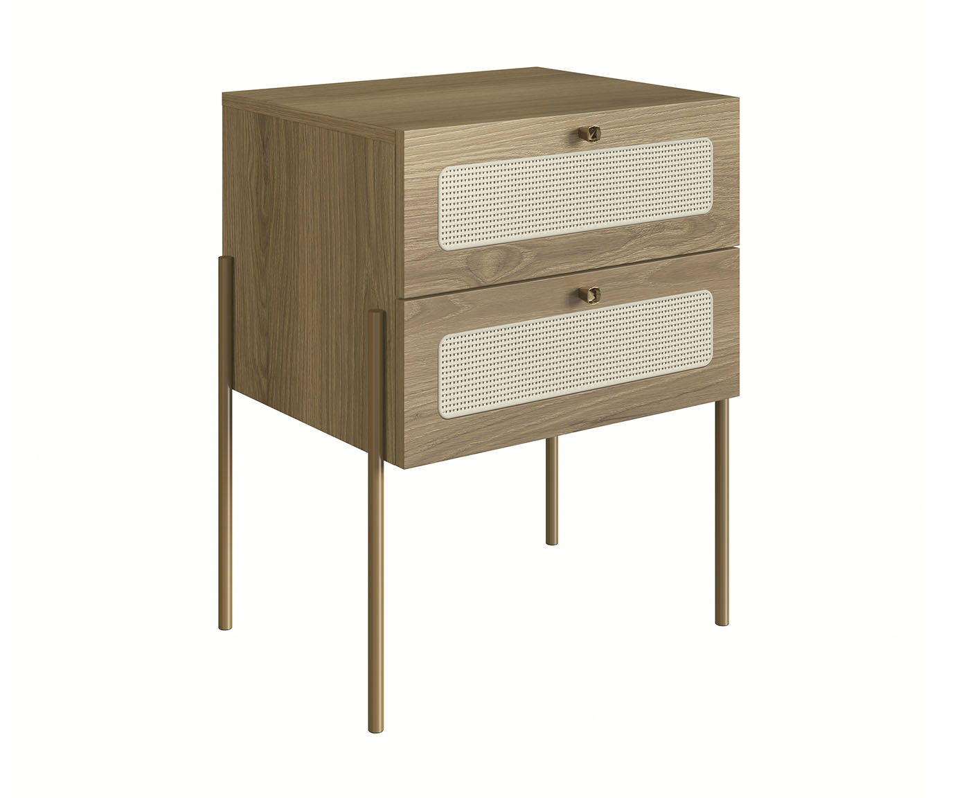 Mesa de Cabeceira com Gavetas Industrial Hanover e Dourado - image 0