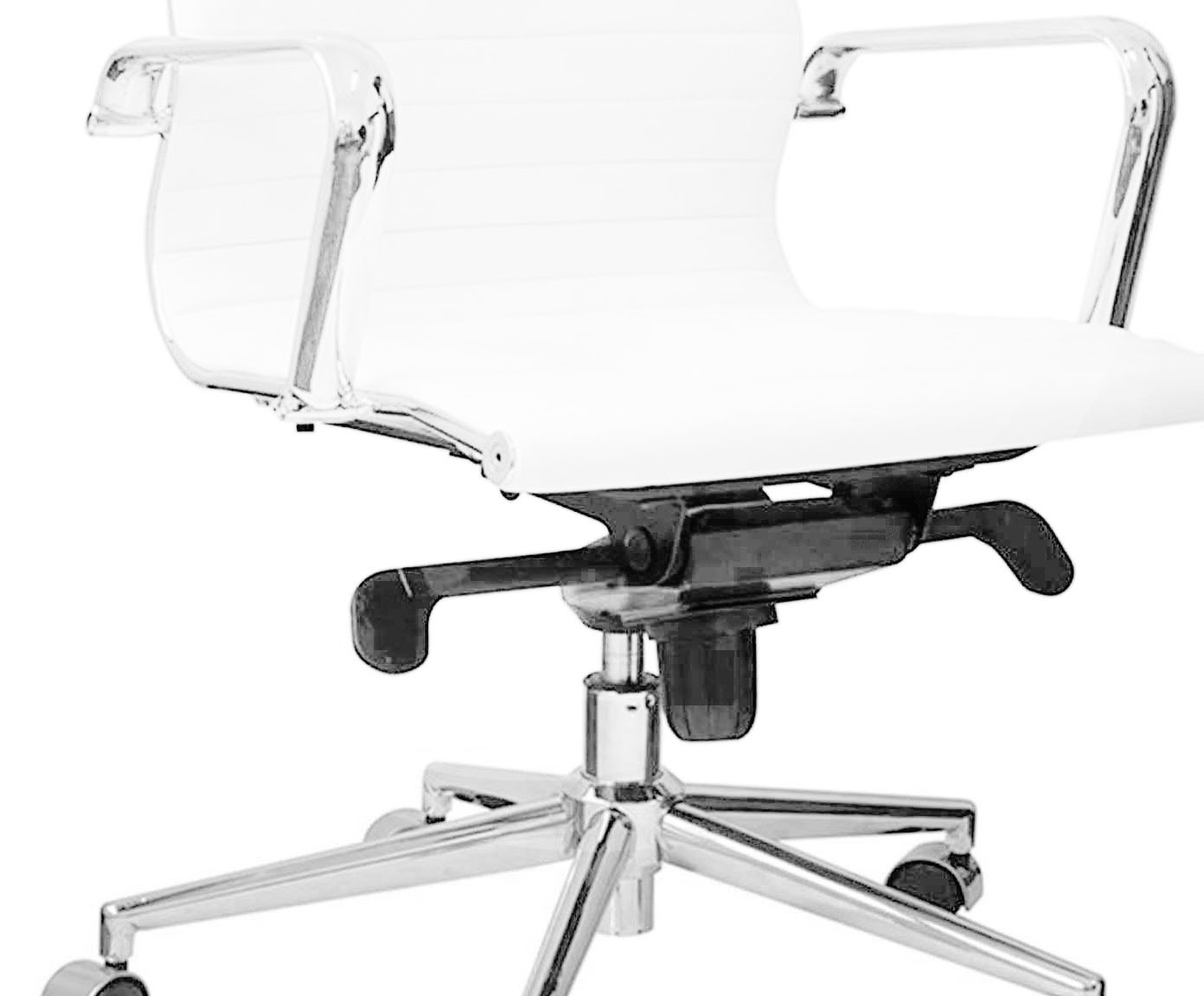 Cadeira Girat&oacute;ria com Rod&iacute;zios Alta Office Eames Esteirinha Branca image number 4