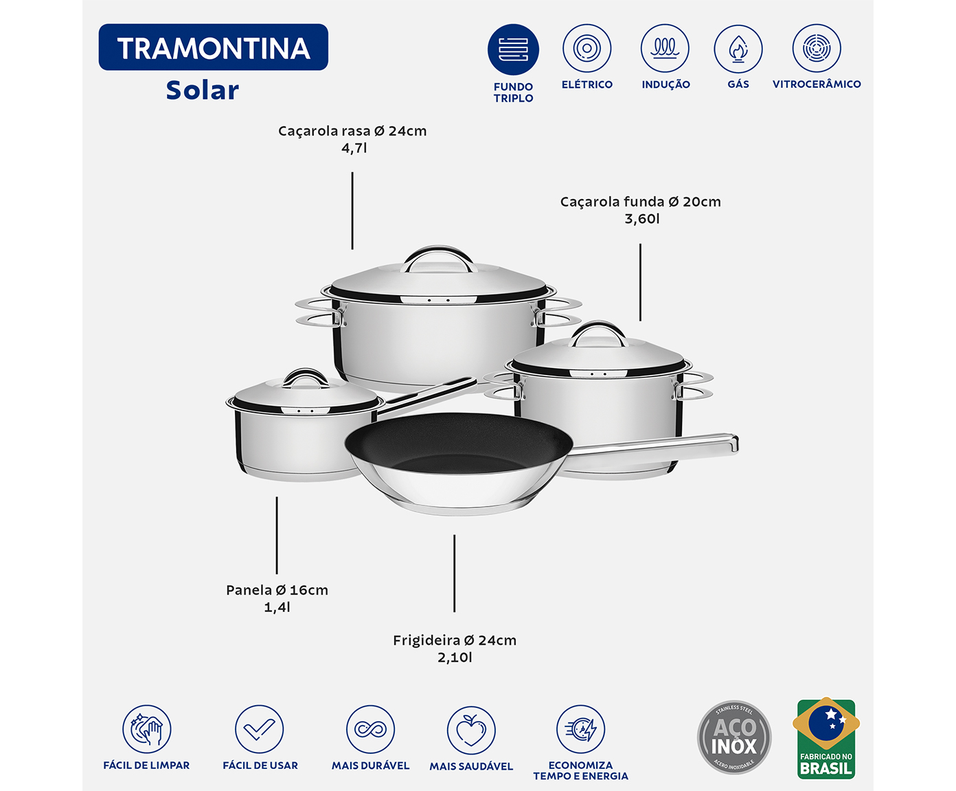Jogo de Panelas em Inox Solar lV - image 1