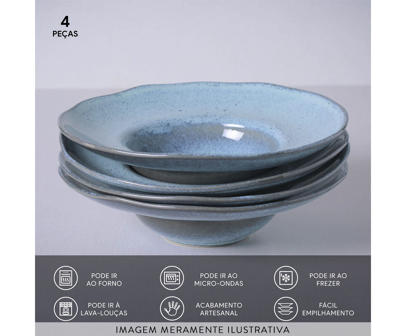 Jogo de Pratos para Massa Org&acirc;nico Breeze Azul Claro image number 5