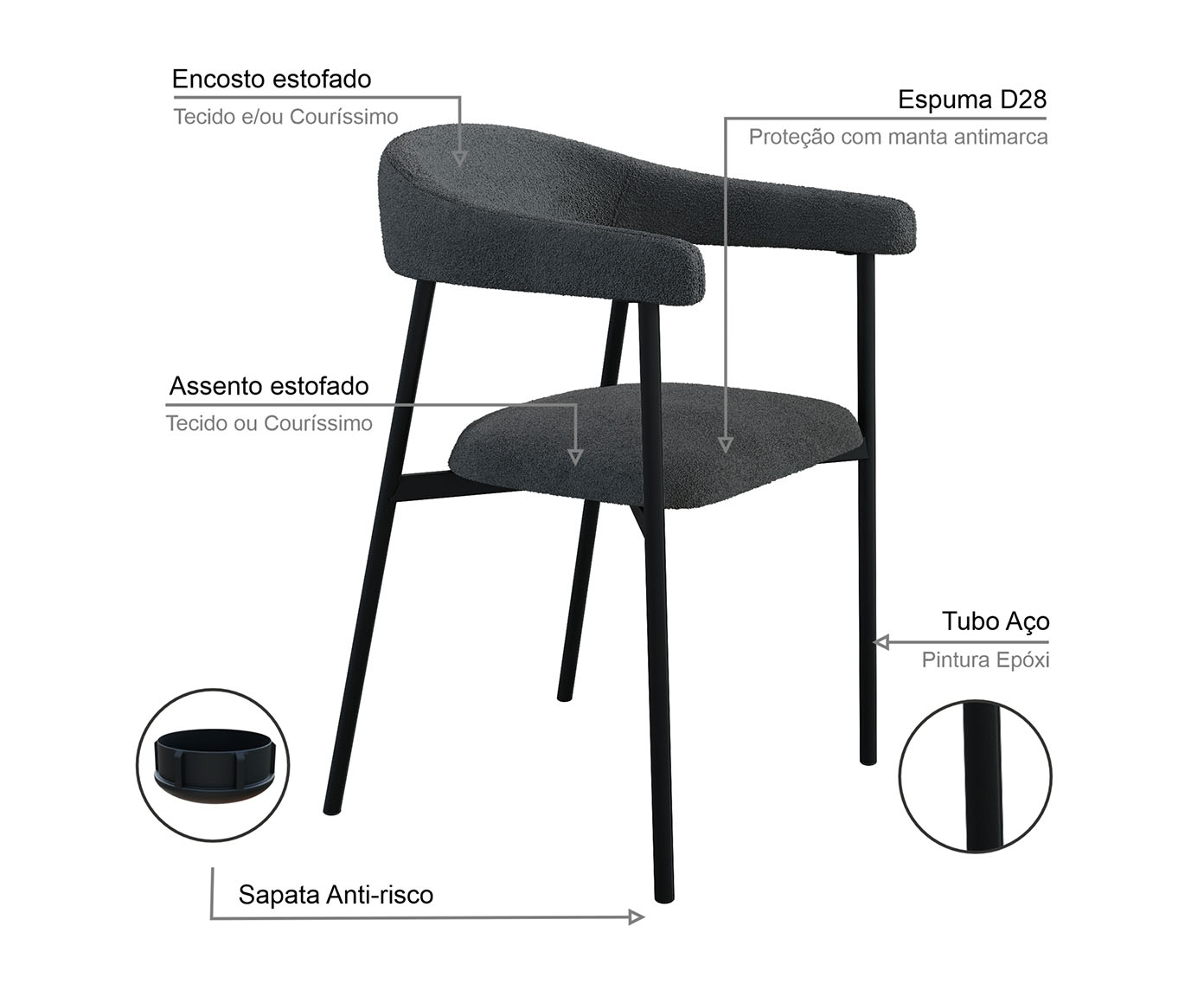 Cadeira de Jantar Angel Tecido Boucle Nuvem - image 1