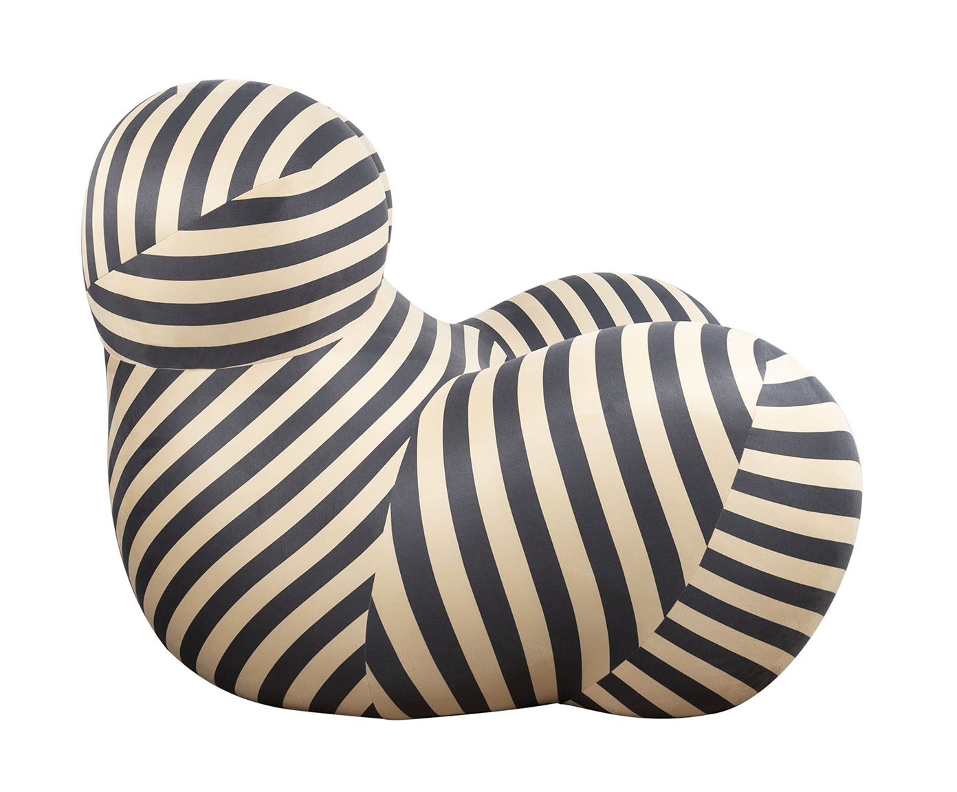 Poltrona com Puff Femminile - Listrada Preta e Bege - image 1