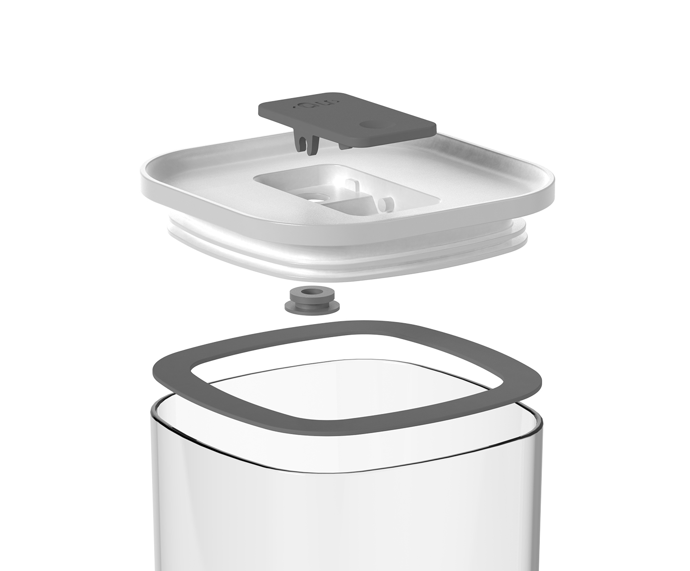 Pote Herm&eacute;tico Quadrado Duo Lock Branco Fechado Branco - image 1
