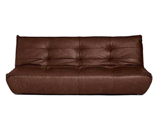 Sof&aacute; Cama Laise em Couro Marrom - image 0