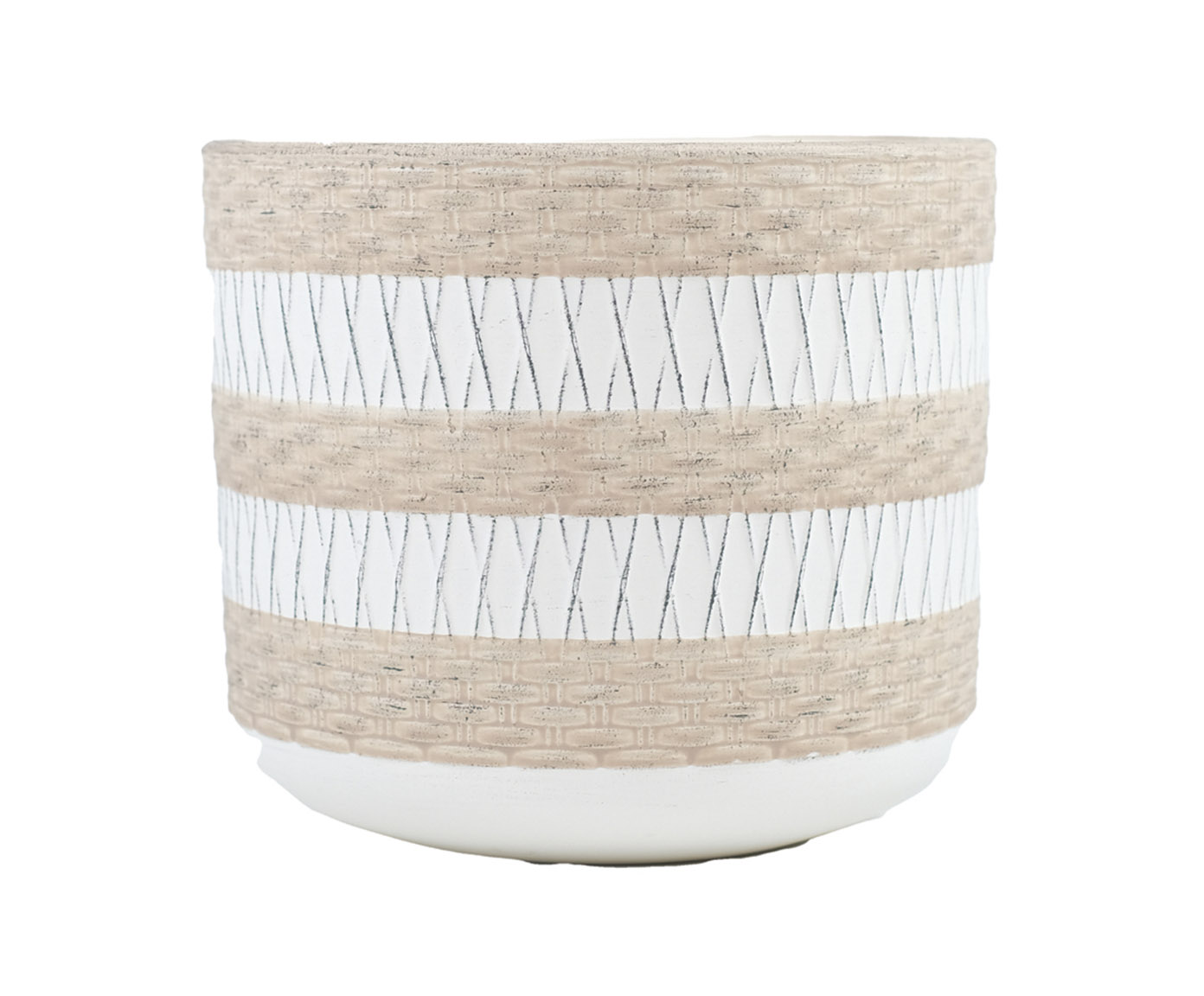Cachepot Flin Bege e Branco M&eacute;dio - image 0