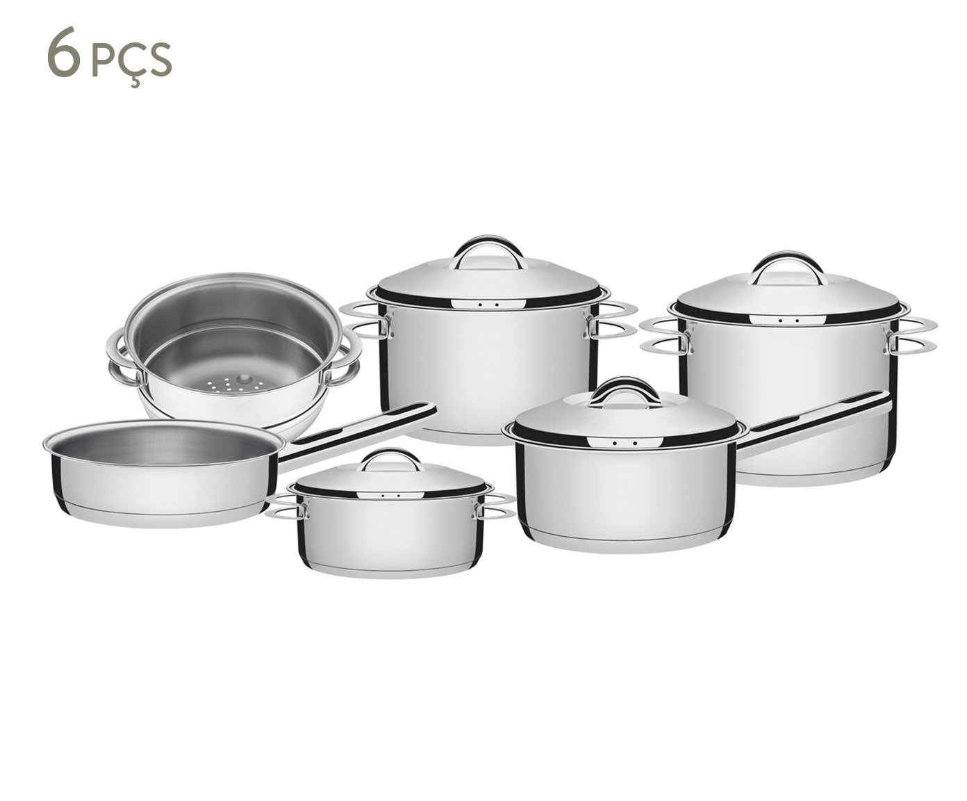 Jogo de Panelas em A&ccedil;o Inox Acqua Prata - image 0