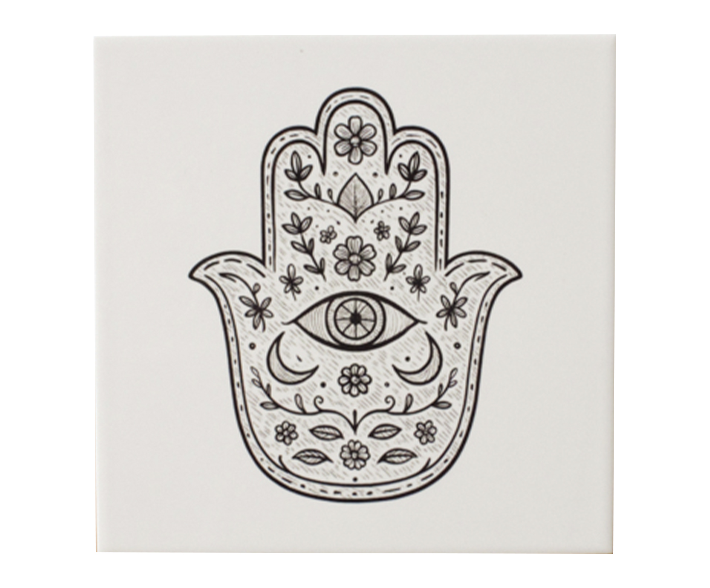 Azulejo Decorativo "M&atilde;o de Hams&aacute;" Floral - image 0