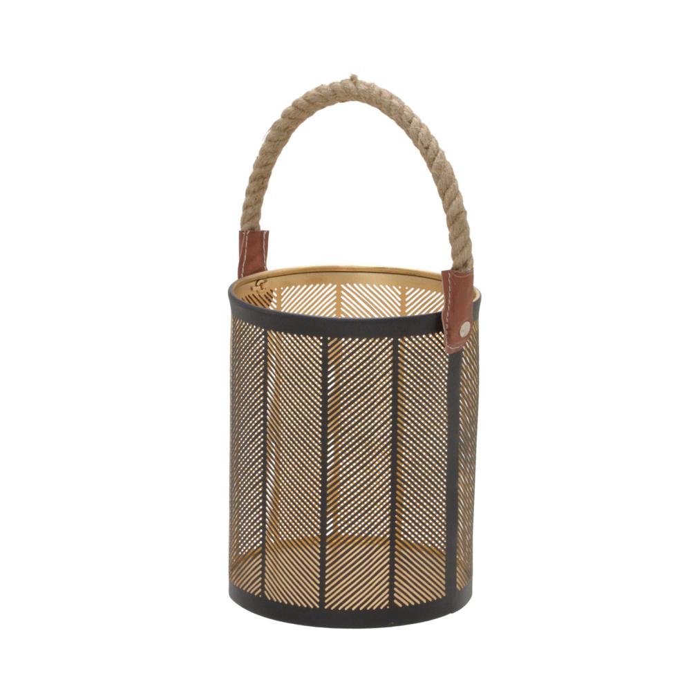 Lanterna Decorativa Preto e Dourado - image 0