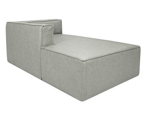 Sof&aacute; M&oacute;dulo Chaise Esquerdo Mensa em Couro Cinza image number 3