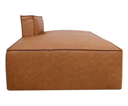 Sof&aacute; M&oacute;dulo Encosto Parcial Direito Mensa em Couro Caramelo image number 2