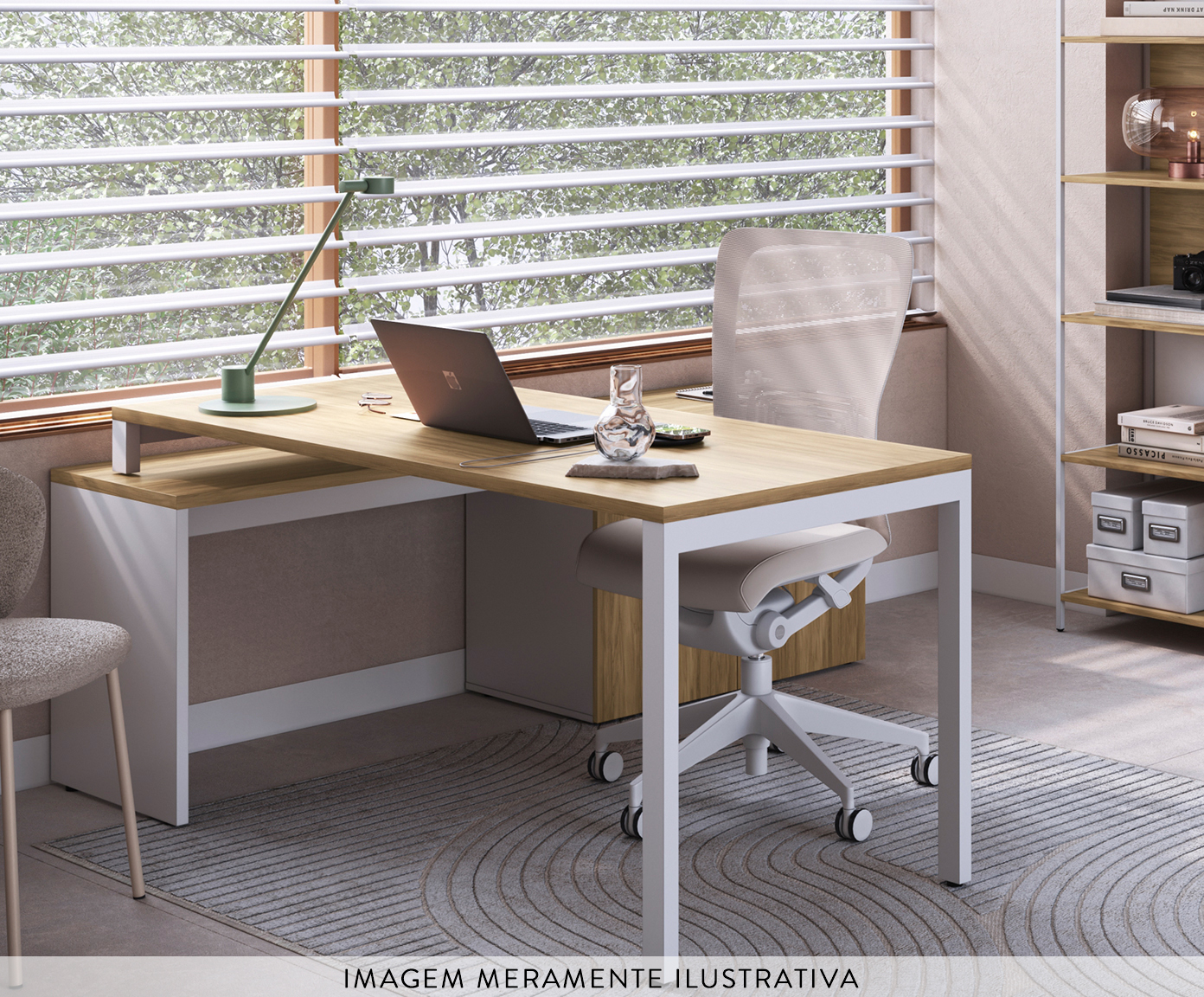 Conjunto Mesa Escrit&oacute;rio e Balc&atilde;o  - Branco image number 2