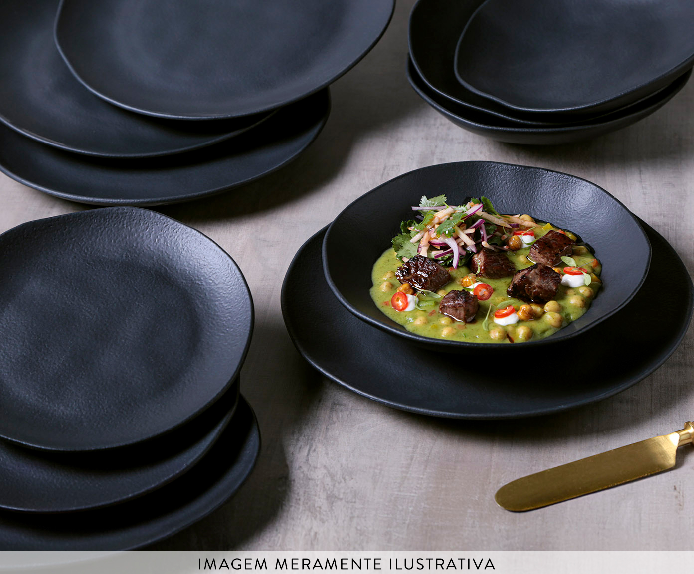 Aparelho de Jantar Org&acirc;nico Preto Matte Preto image number 4