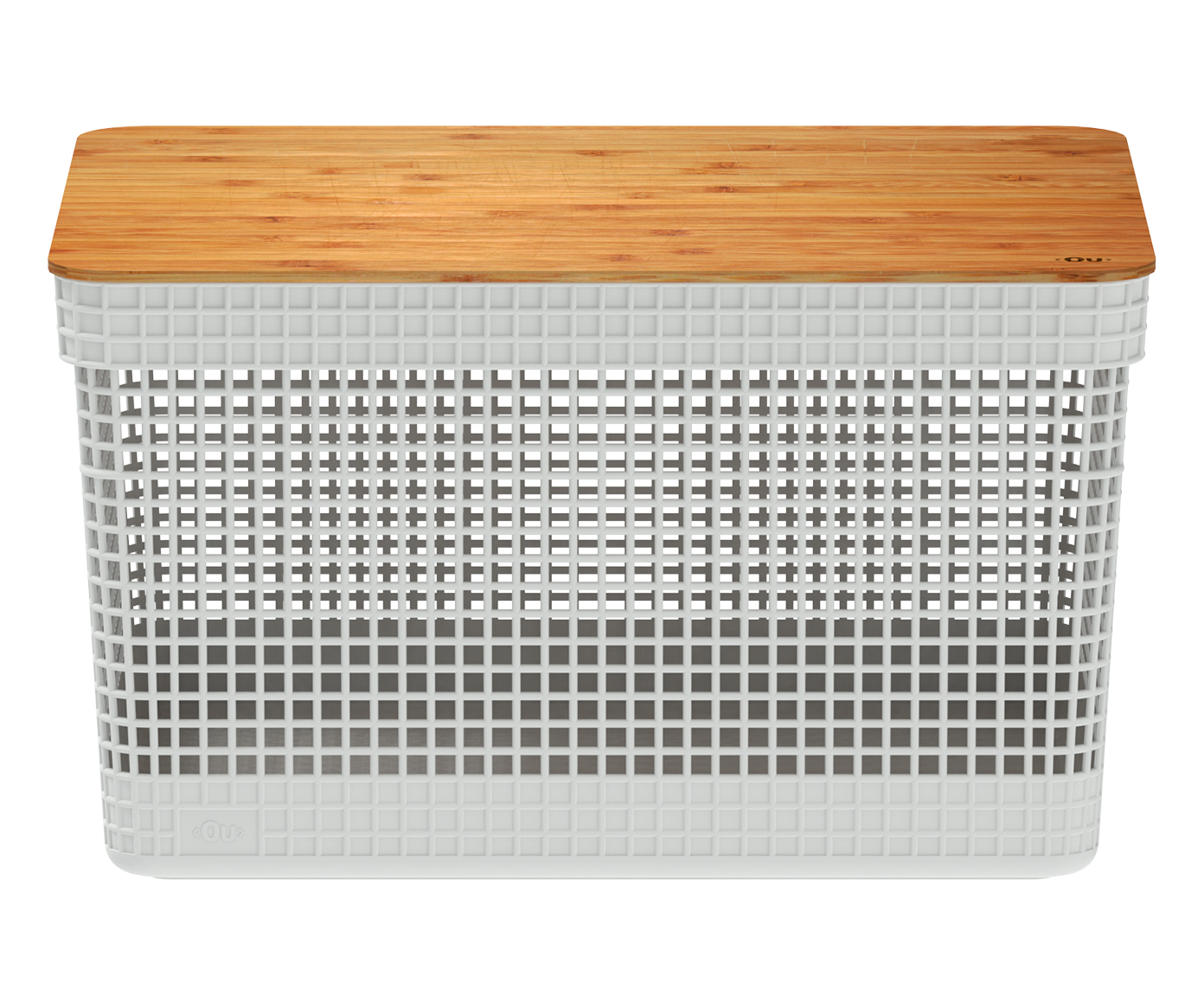 Cesto com Tampa em Bambu Grid I Branco - image 0