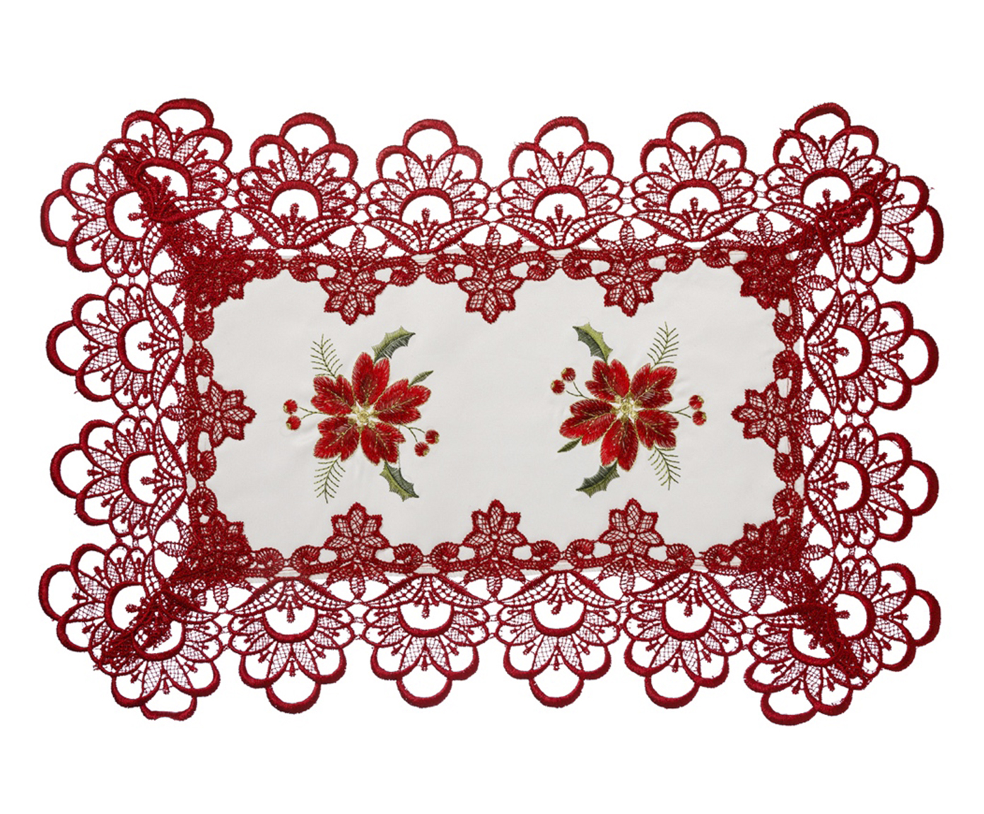 Lugar Americano Bordado Natal Vermelho - image 0