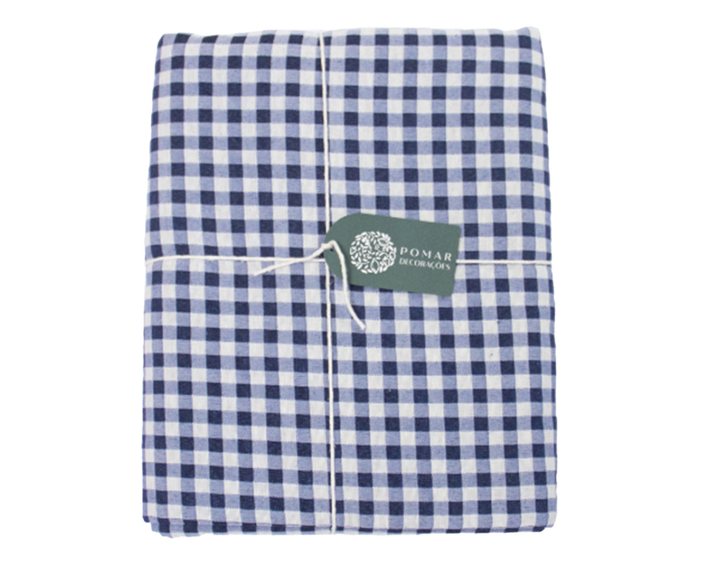 Toalha de Mesa Xadrez Azul e Branco Redonda - image 0