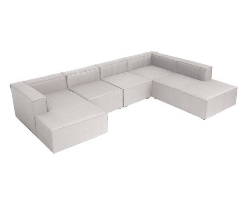 Sof&aacute; 5 M&oacute;dulos Chaise e Encosto Parcial Esquerdo Mensa Cinza Escuro image number 3