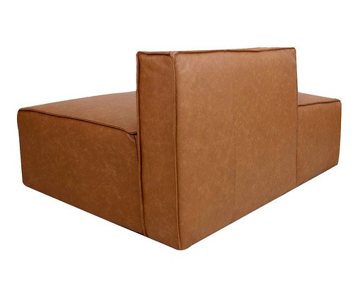 Sof&aacute; M&oacute;dulo Encosto Parcial Direito Mensa em Couro Caramelo image number 5